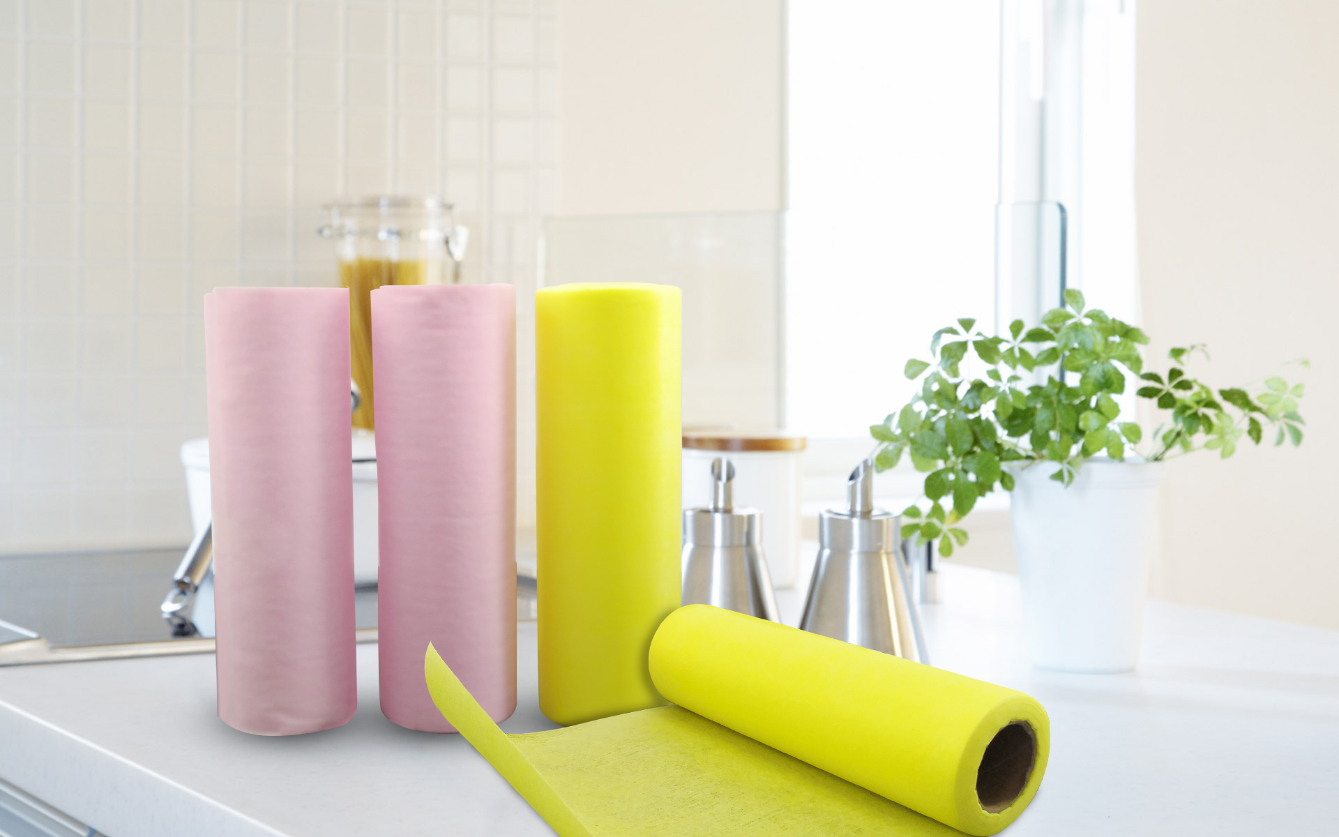 Yellow Disposable Anti Oil Non Woven Kitchen Cleaning Cloth